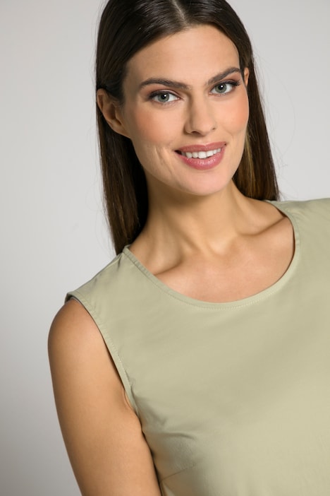 Kleid, Volantsaum, A-Linie, Rundhals, ärmellos