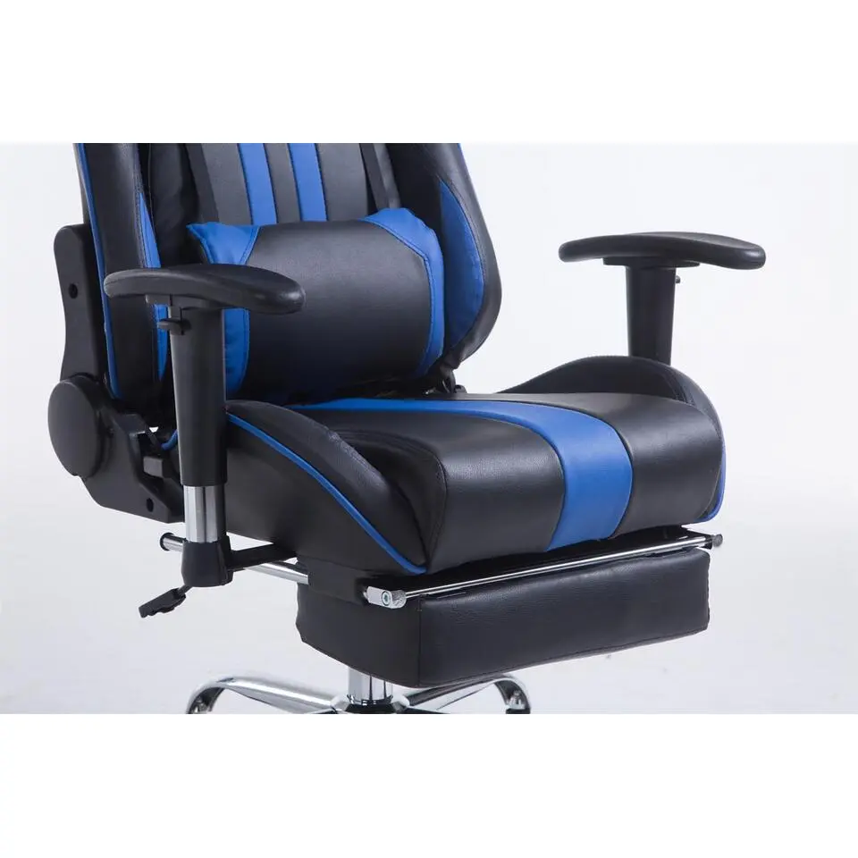 CLP Bureaustoel Limit zwart Frame - Kunstleer - zwart/blauw