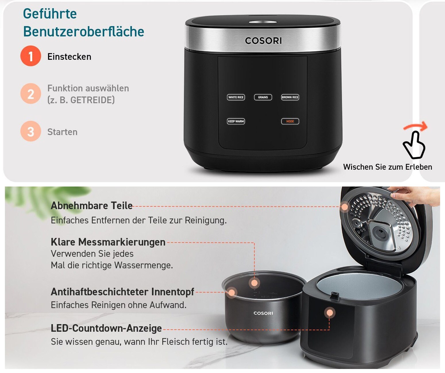 Cosori CRC-R501-KEU Multicooker 5.0 schwarz Reiskocher