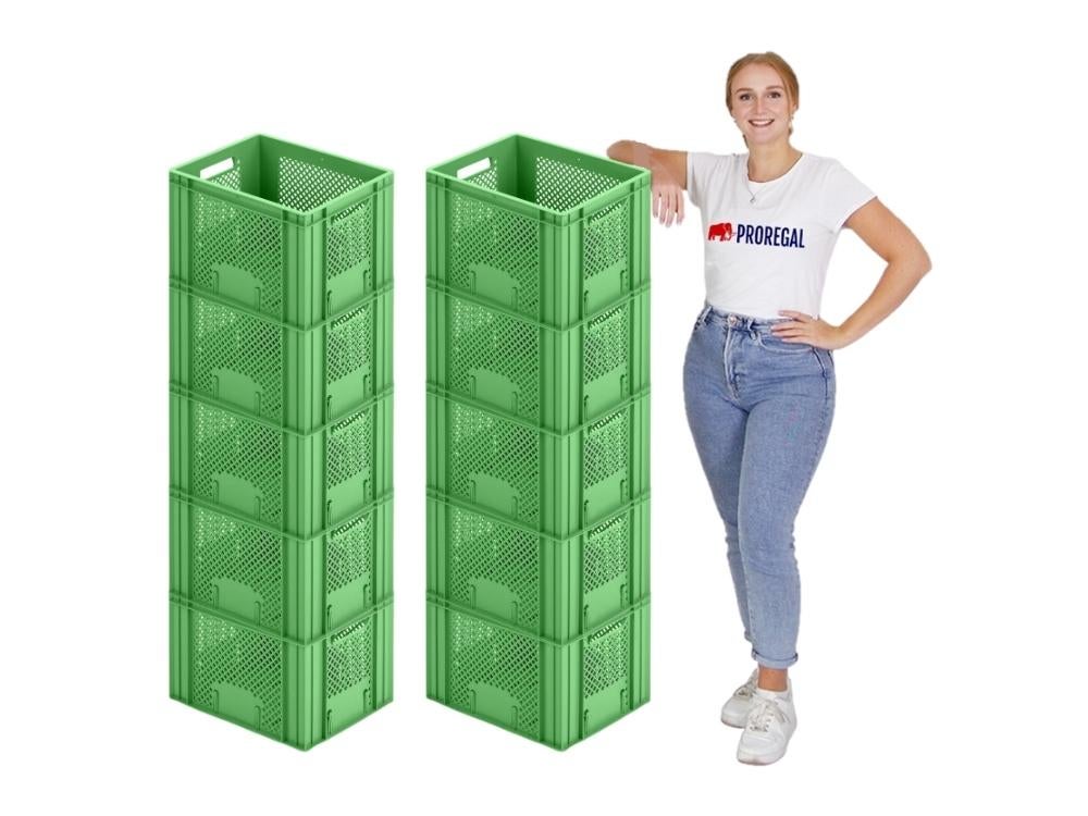 PROREGAL Euro Container Fruit- en Groentebox HxBxD 27,2 x 30 x 40 cm 26 Liter Groene Fruit- en Groentekrat Fruitmand Transportbox