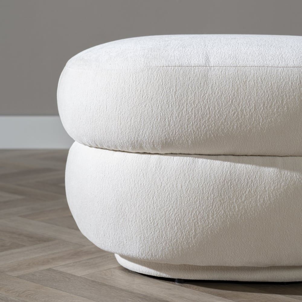 Bronx71 Hocker Mia ovaal chenille off white