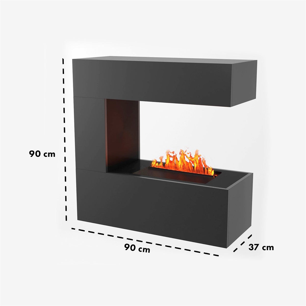 GLOW FIRE Elektrische haard 'Schiller Wandhaard' | Waterdamphaard met OMC 400 in grijs als roomdivider | HxBxD: 90x90x37 cm
