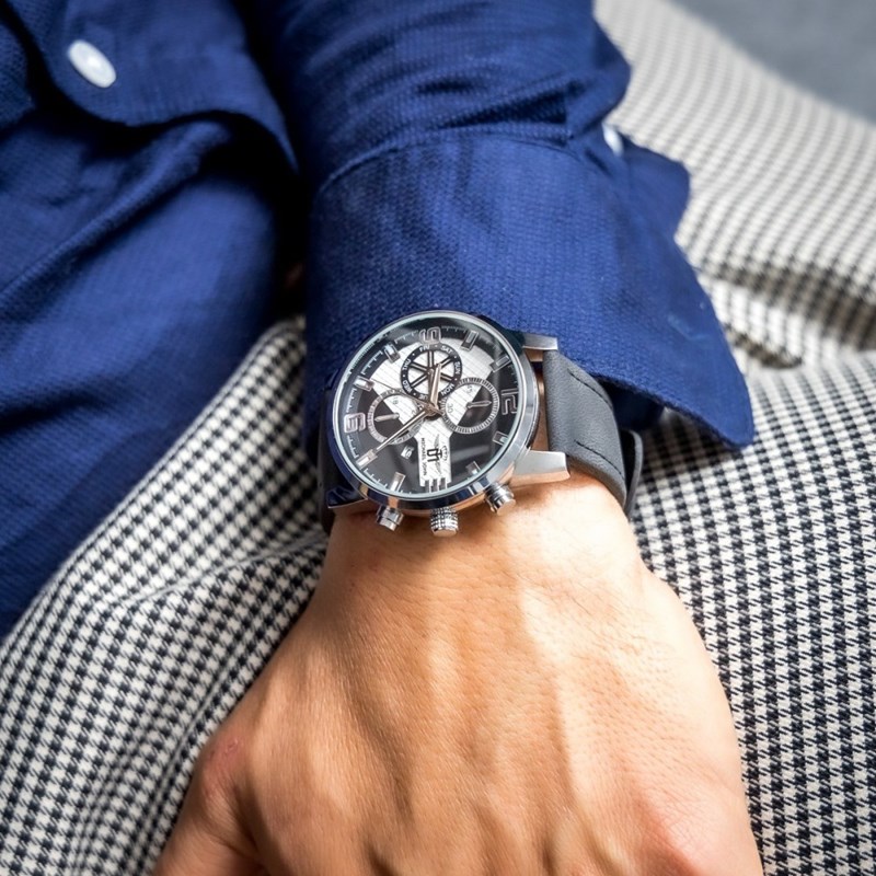 Montre Homme M. JOHN bracelet Cuir Noir