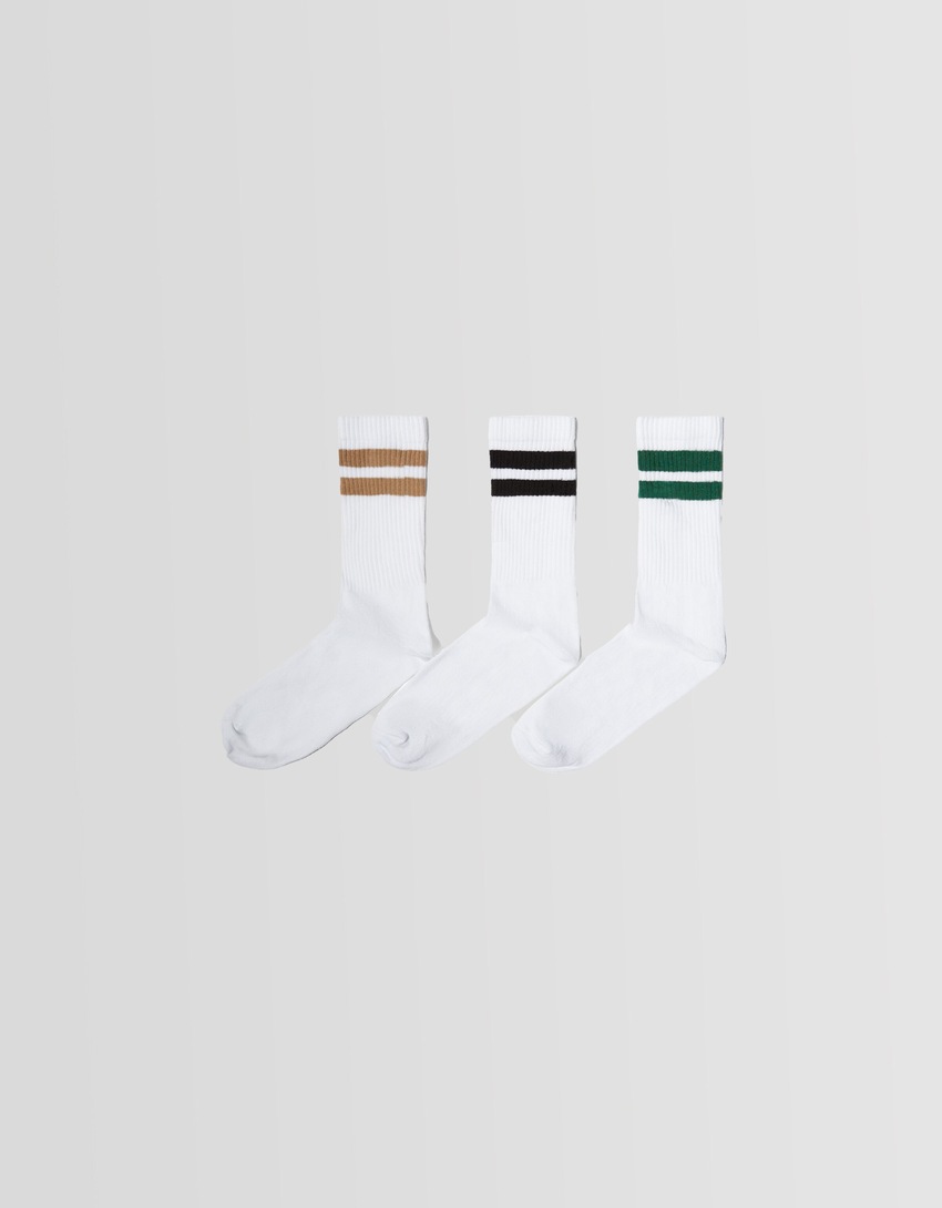Conjunto de 3 pares de meias listradas