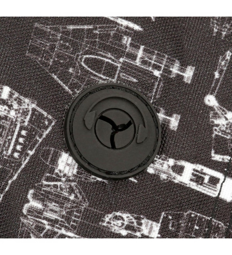 Mochila Escolar Joumma Star Wars Space Mission 44cm com porta-objetos adaptável a trolley preta
