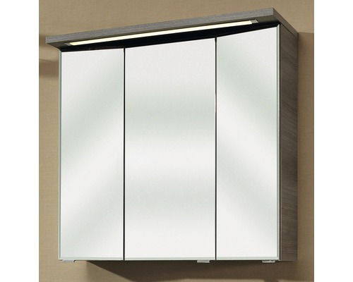 Pelipal Kumba badkamermeubelset, BxHxD 80 x 200 x 51 cm, grafiet getextureerde fronten (horizontaal patroon), met witte gegoten minerale wastafel, 99.77022119