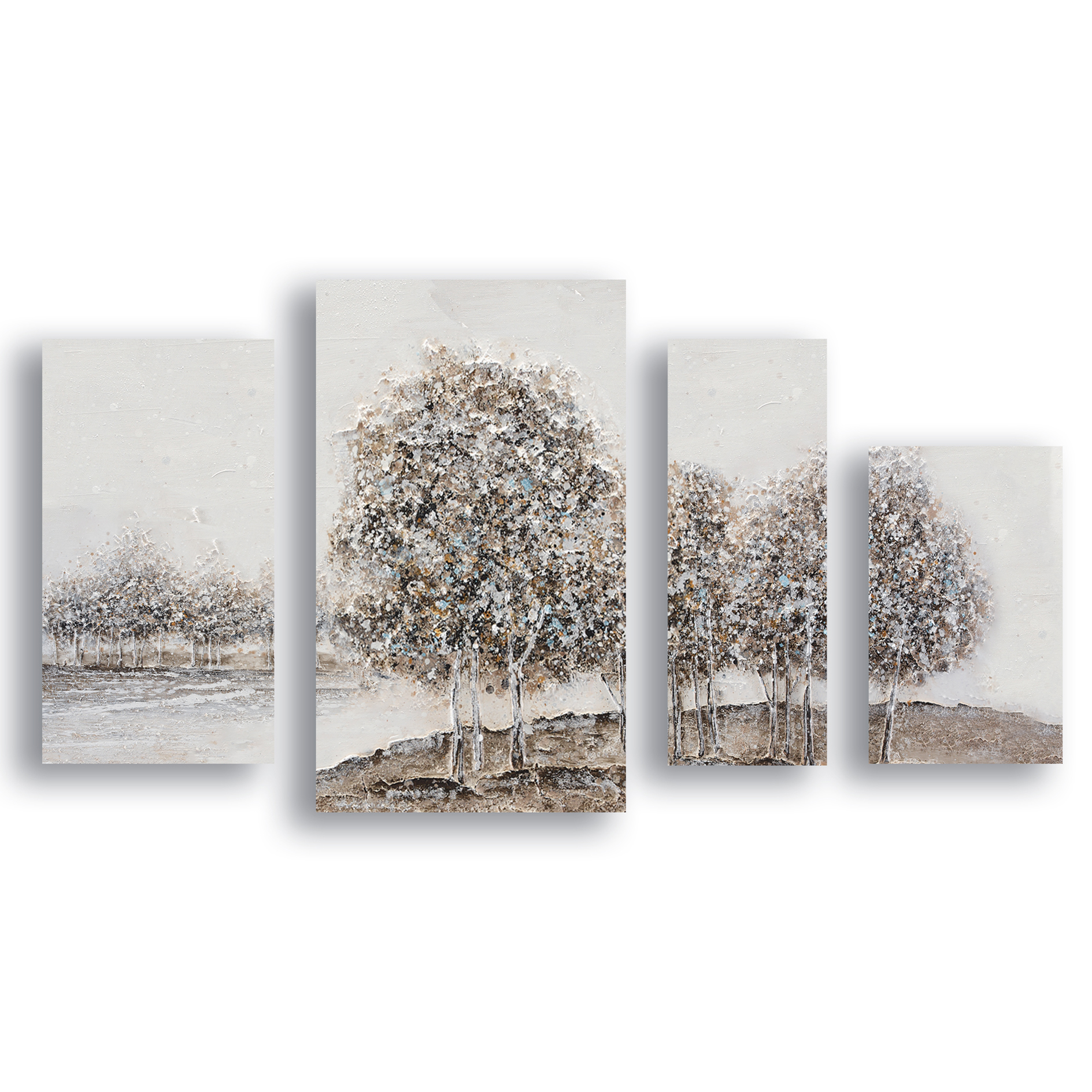 Ölgemälde BAUMZEICHNUNG - grau - 124x70 cm
