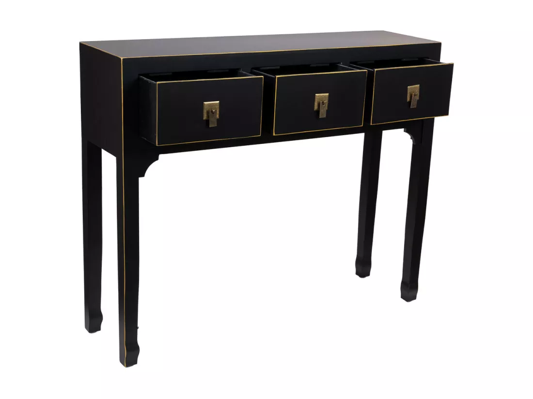 Récepteur en bois avec 3 tiroirs 95x26x78