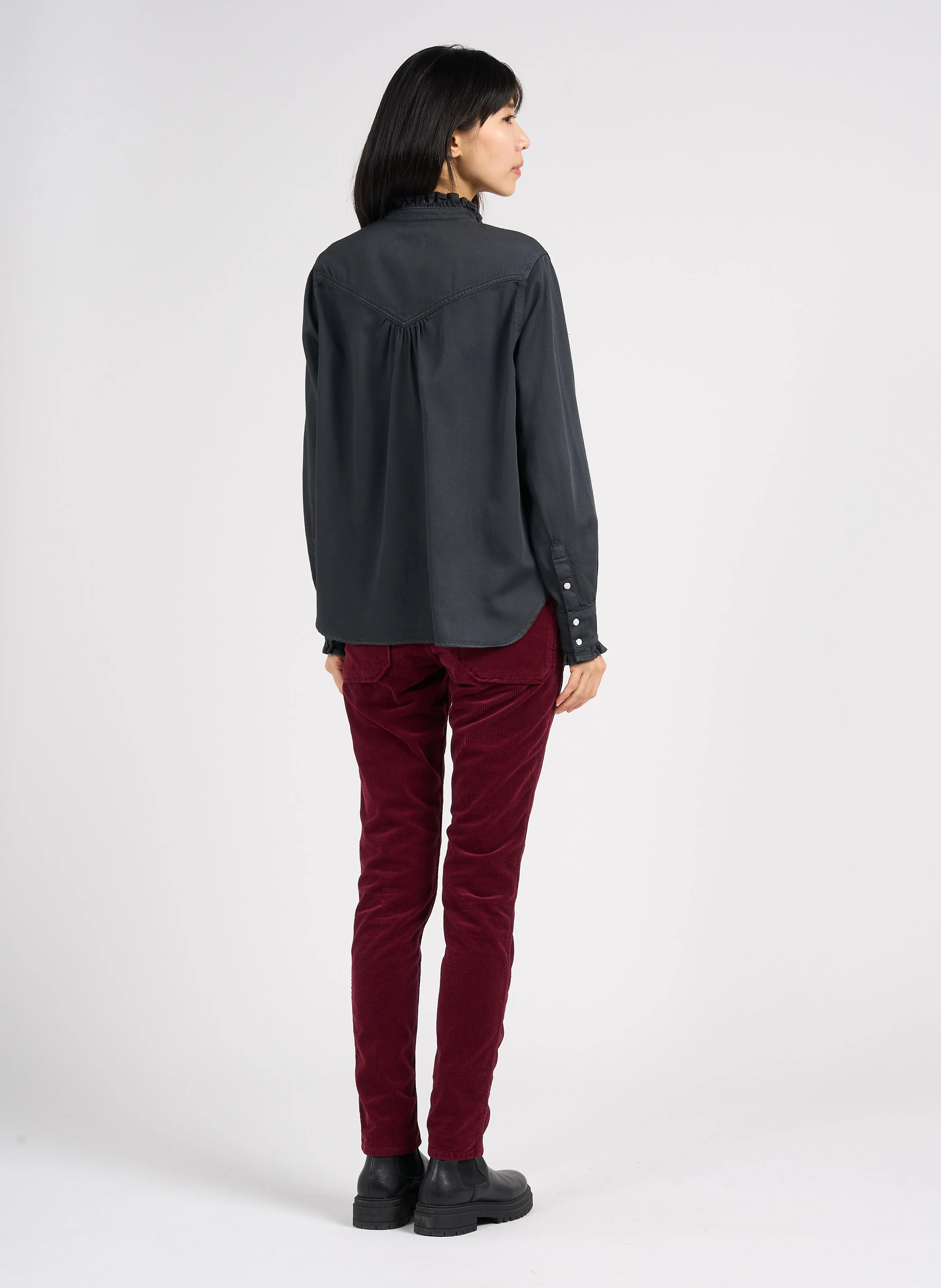 PIERCE - Pantalon slim en velours côtelé | Rouge