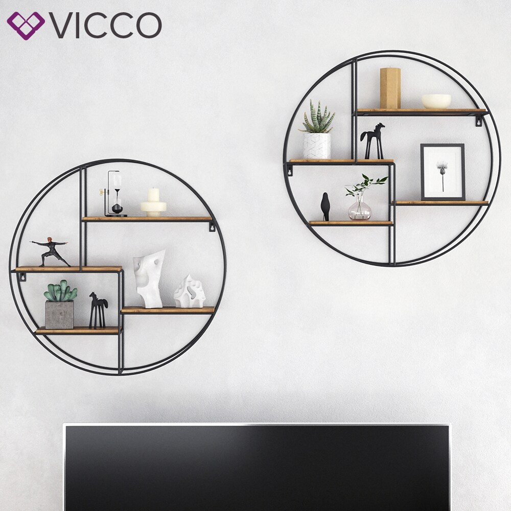 VICCO Loft Wandregal FYRK Gewürzregal Industrial Küchenregal rund Bücherregal