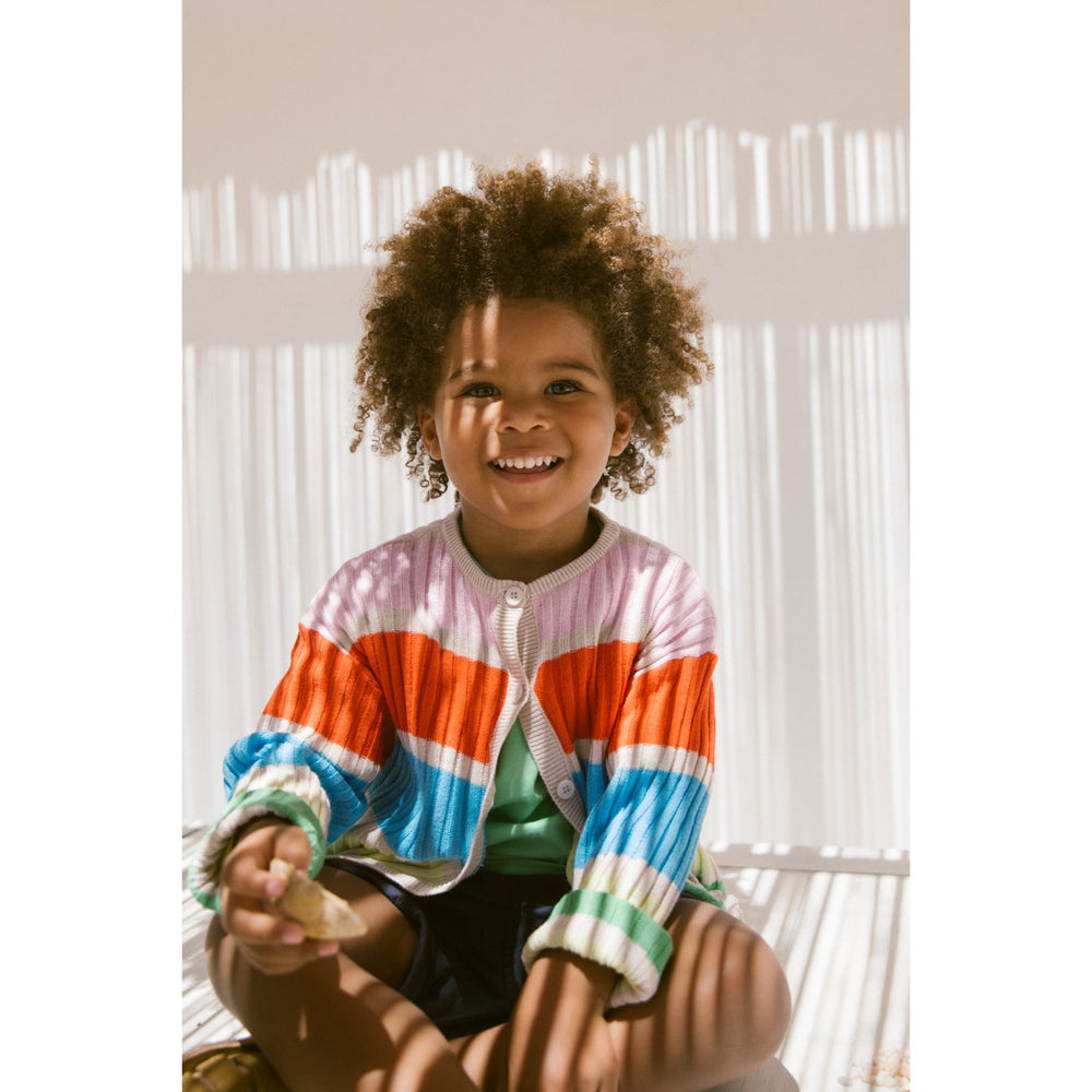 Køb MarMar Linen Mix Stripe Rainbow Tob Cardigan Knitwear