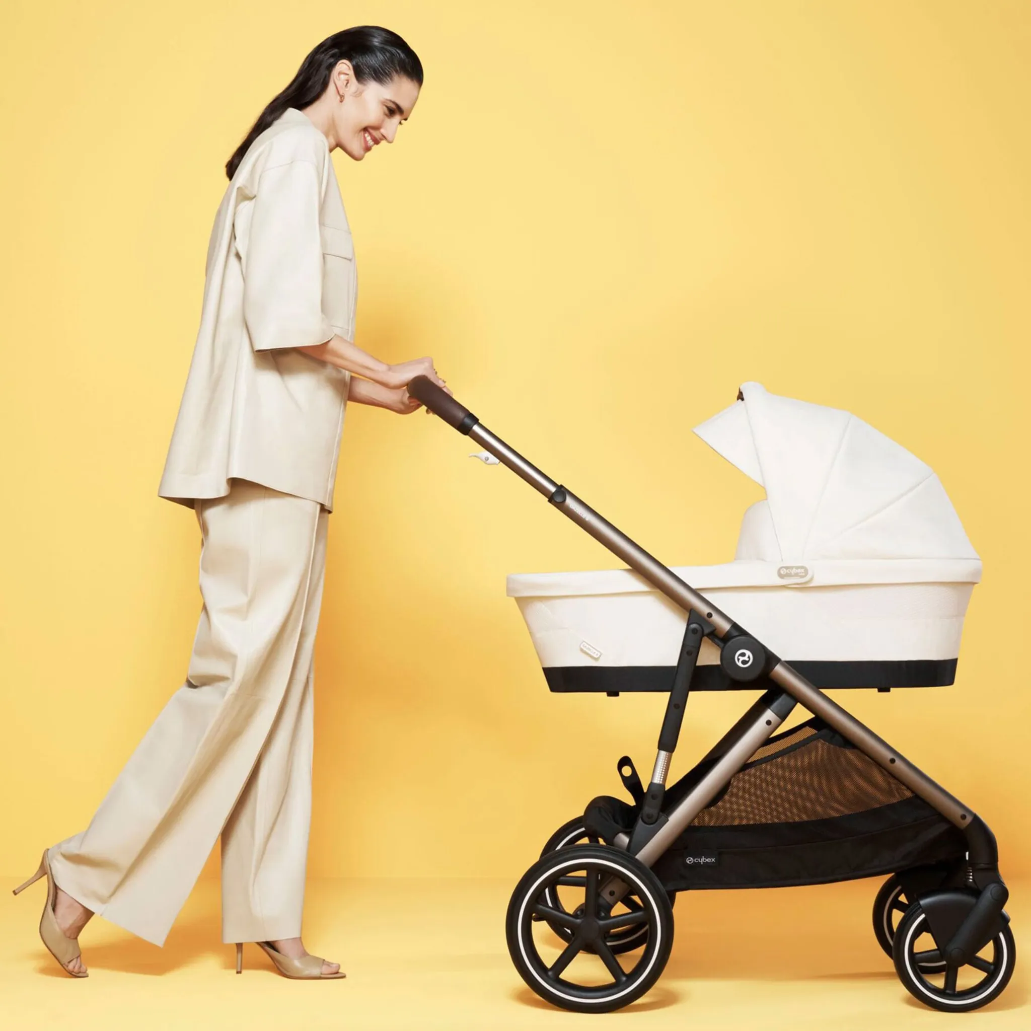 Cybex Poussette Double Gazelle S 2 – Châssis argent  Nacelle Bleu Océan