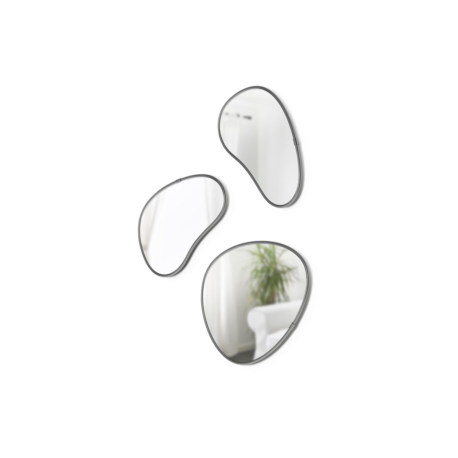 Spiegel Hubba Pebble 3er Set, Schwarz