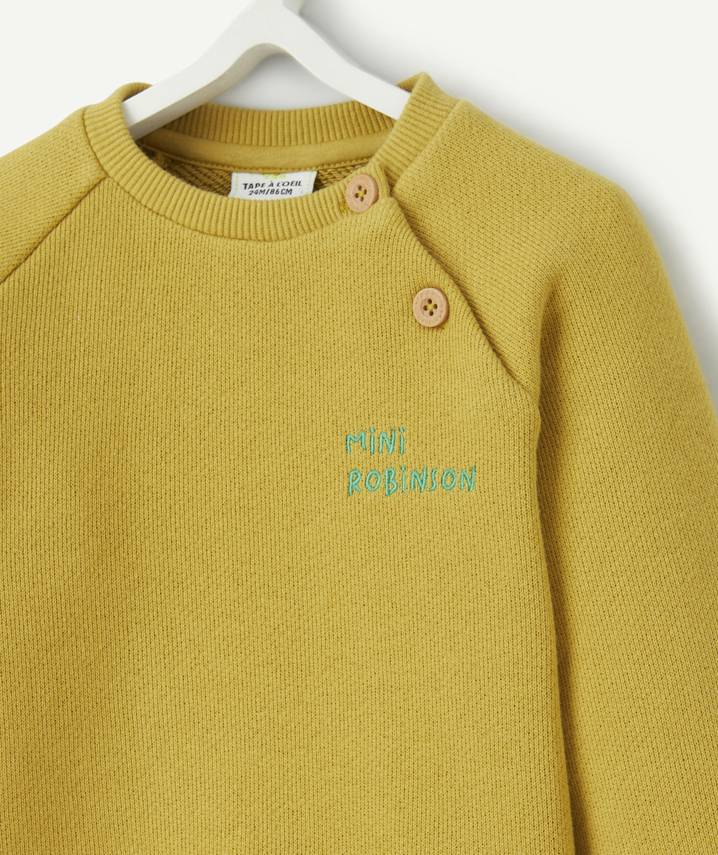 SWEAT BÉBÉ GARÇON EN FIBRES RECYCLÉES VERT AVEC MESSAGE