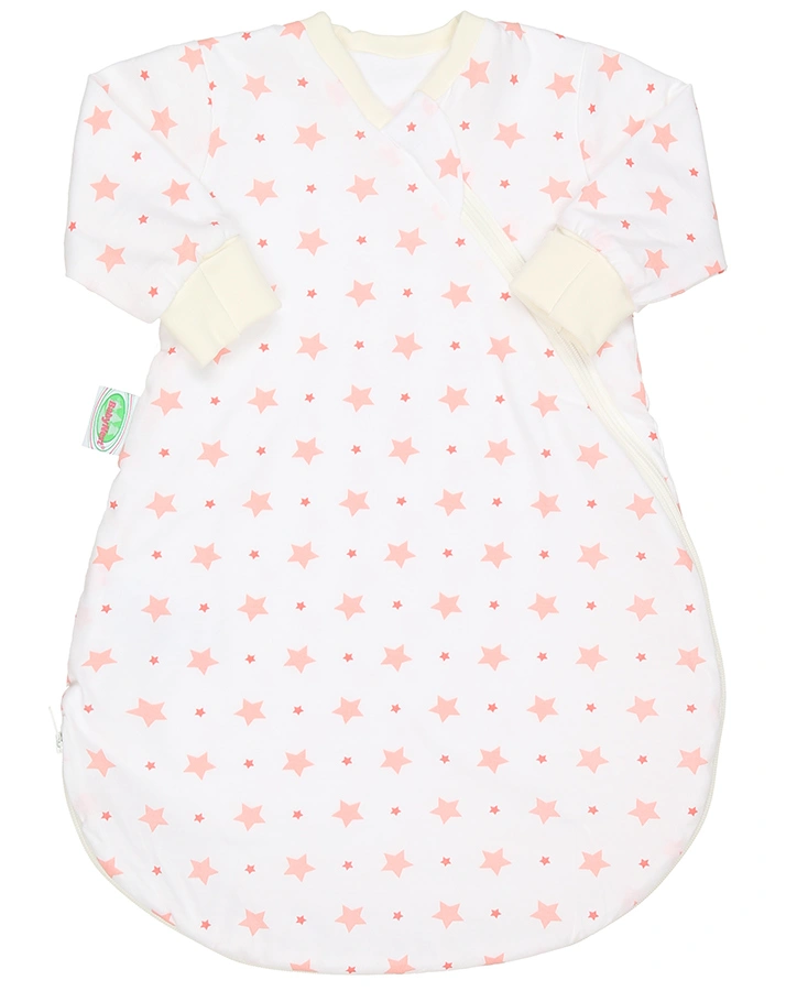 Jersey-Unterziehsack BabyNest® STARS in weiß/hellkoralle