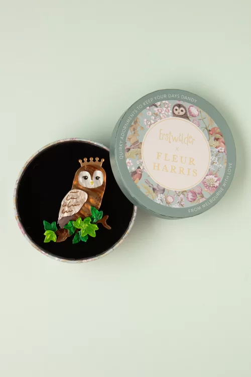 Erstwilder Regal Woodland Owl broche