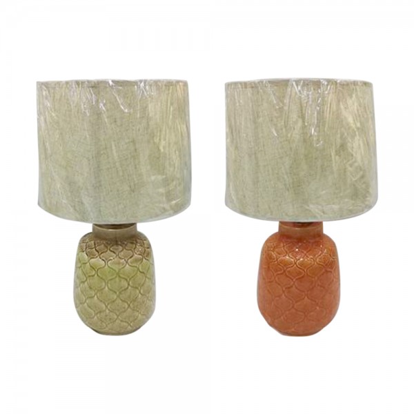 Lampe de bureau porcelaine beige orange polyester vert 220 v 50 w (2 unités) (32 x 32 x 53 cm)