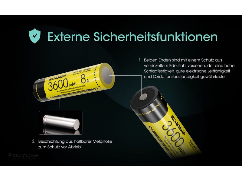 Nitecore Akku NL1836HP Li-Ion Typ 18650 3600 mAh, 1 Stück Akku