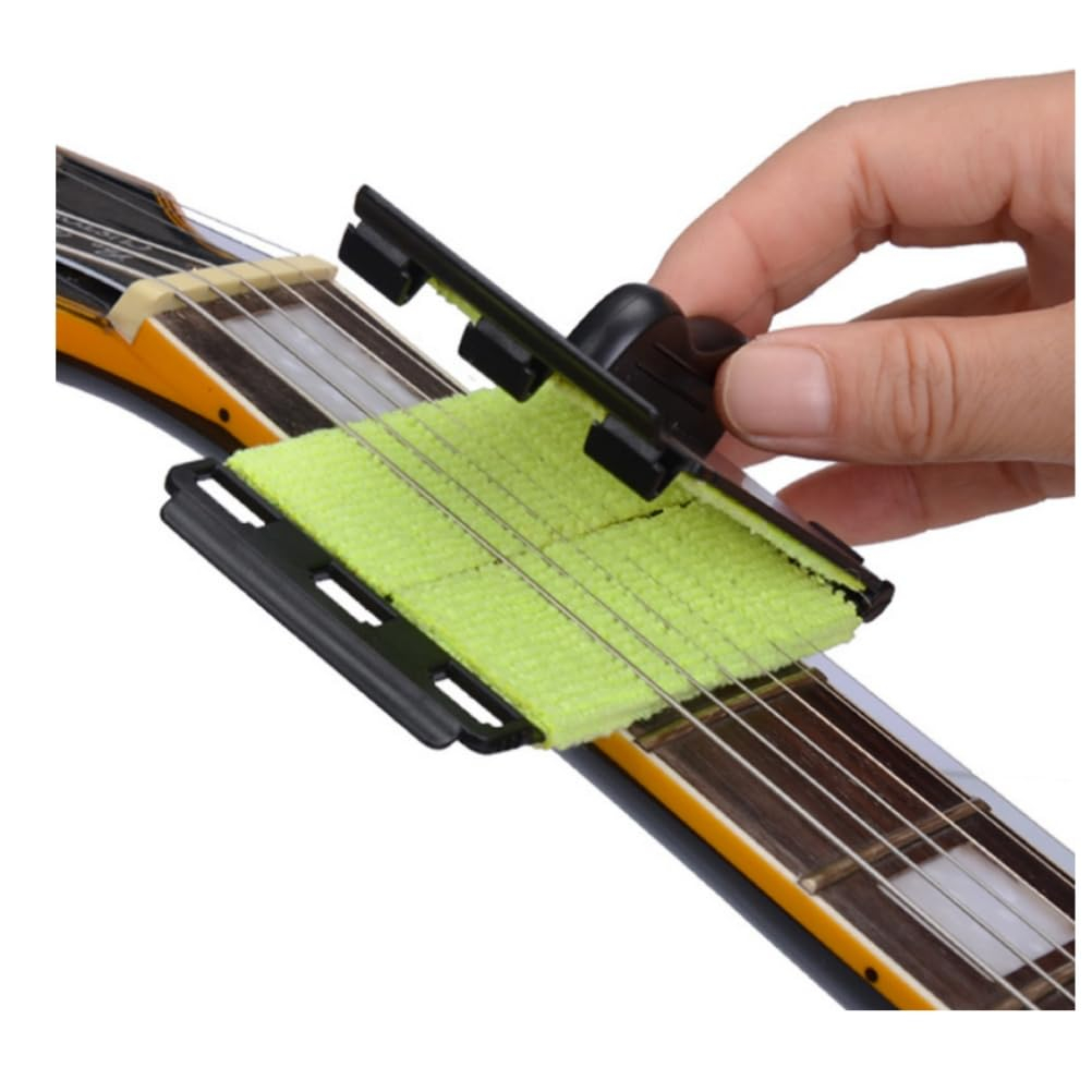 Gitarren Mikrofaser Saiten Reiniger Griffbrett Reinigungstuch für Gitarre / Bass / Ukulele - Schwarz / Grün