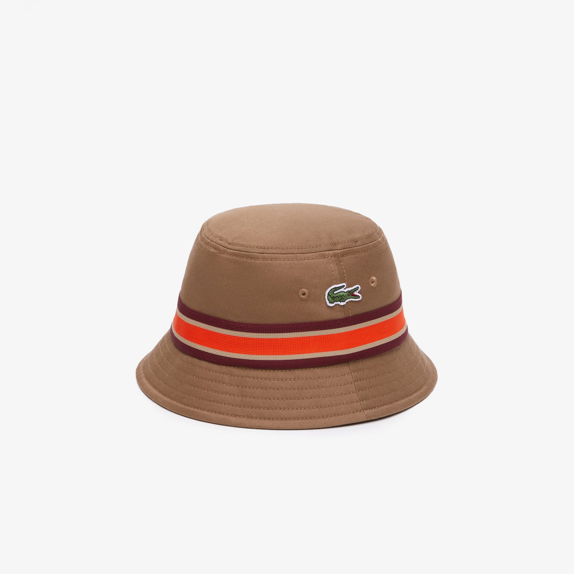 Bob en gabardine de coton avec bandes contrastées Chapeaux & Casquettes - Marron - Lacoste - Femme