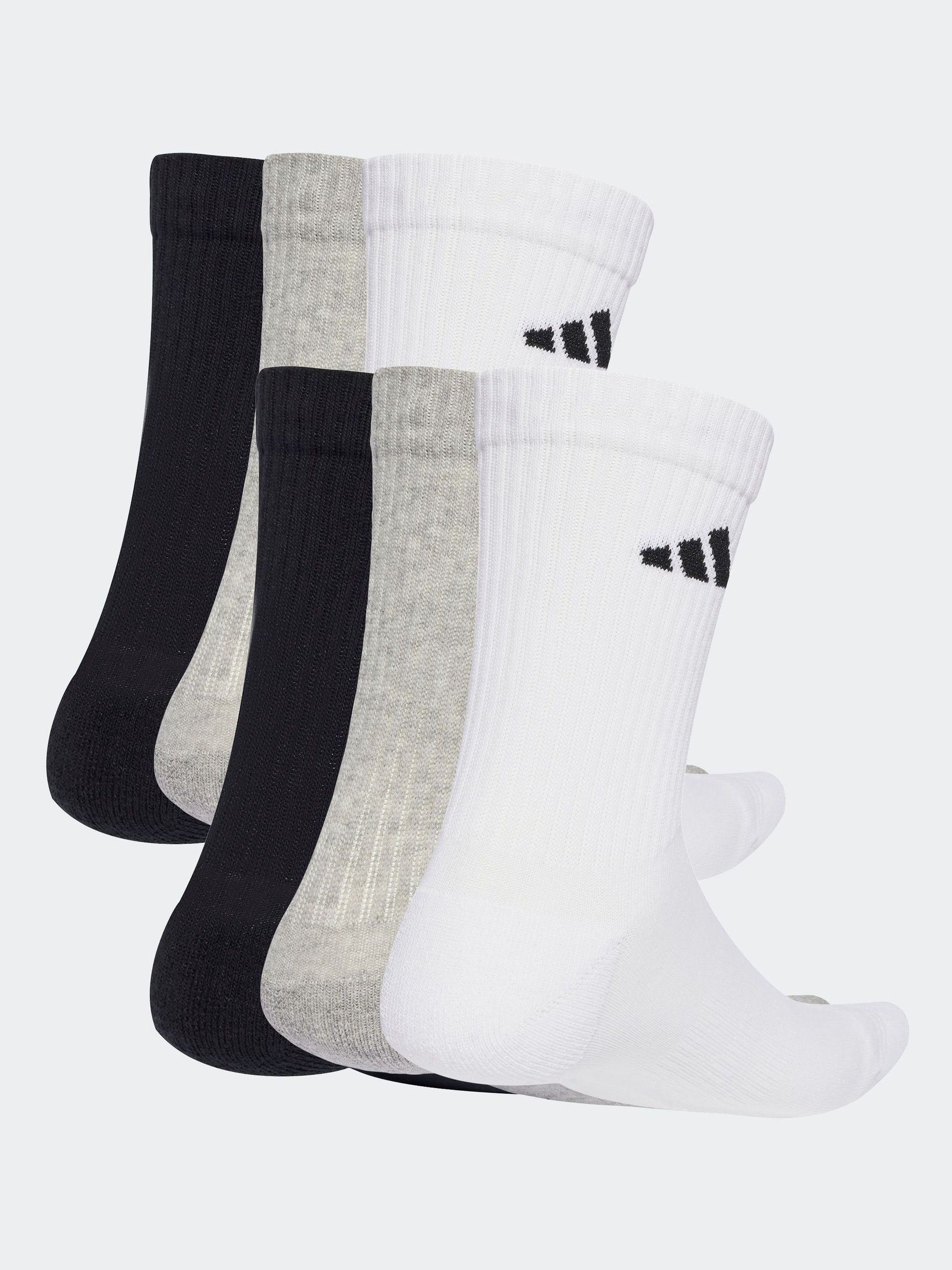 Wit - adidas Logo Crew Socks 6 Pack