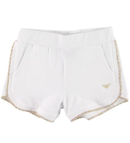 Emporio Armani S?t - T-shirt/Shorts - Hvid m. Guldglimmer