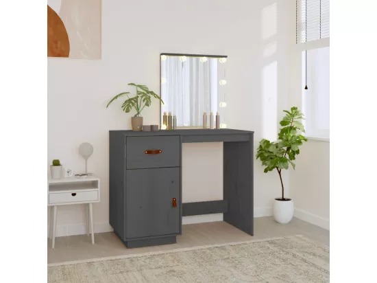 Coiffeuse avec LED Gris 95x50x133,5 cm Bois de pin massif