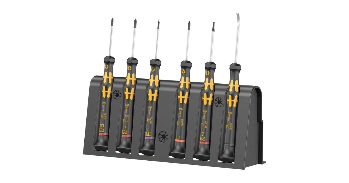 WeraKraftform Micro 6 ESD Smartphone-reparatieset 1, 6-delig schroevendraaier  (Zwart/geel)