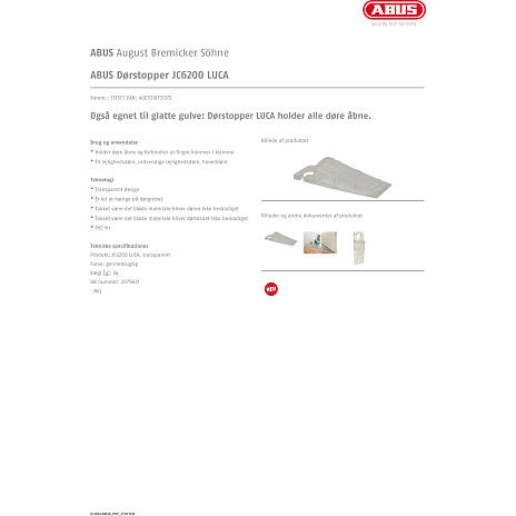 Abus LUCA dørstopper, transparent