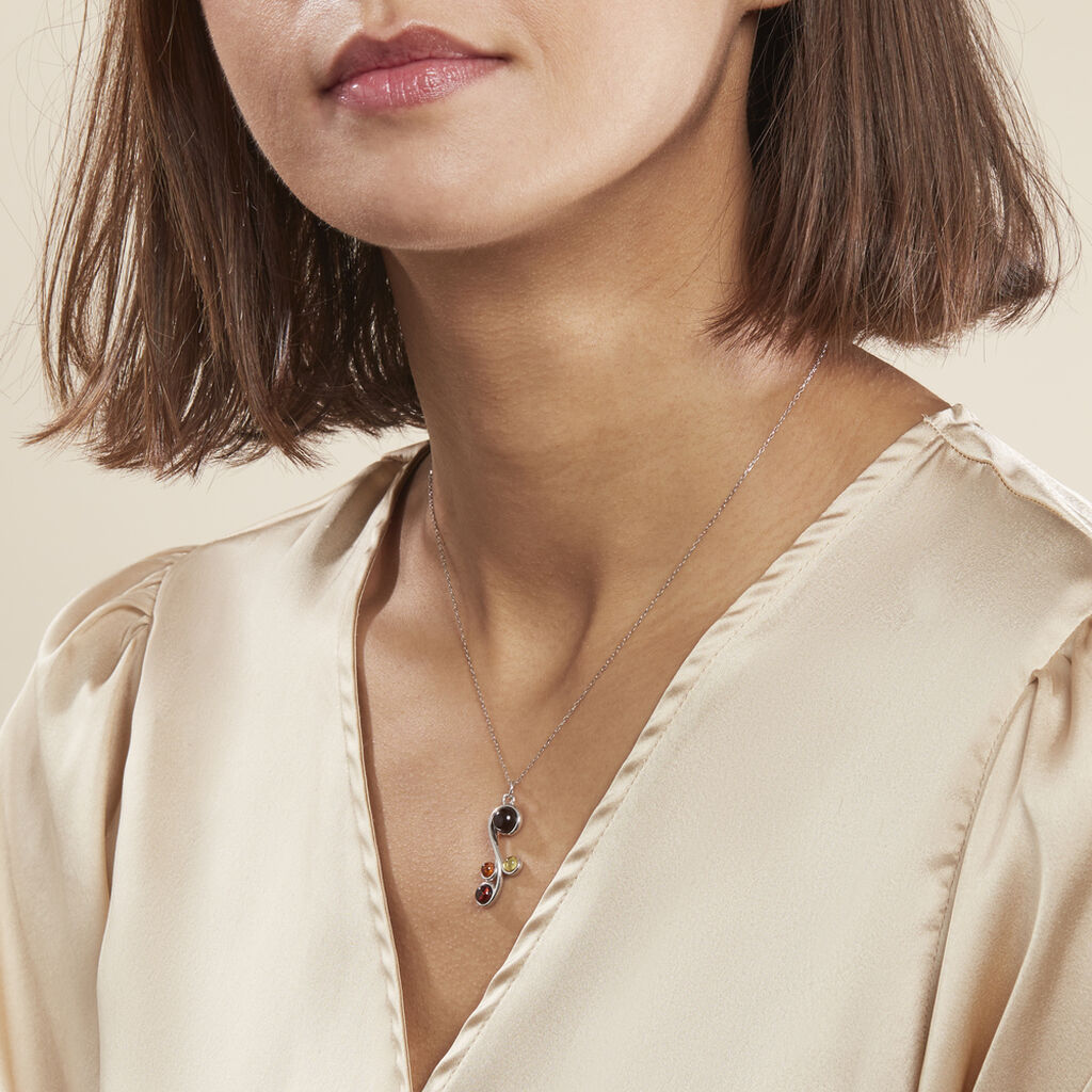 Collier Rislane Argent Blanc Ambre
