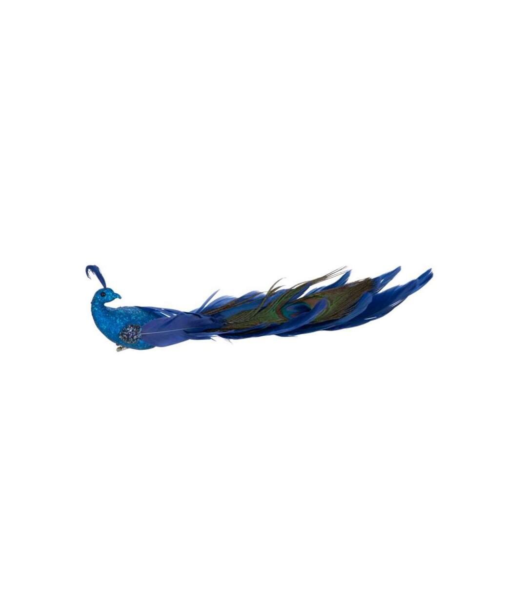Paris Prix - Sujet De Noël à Paillettes paon 35cm Bleu