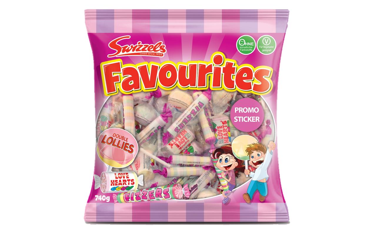 Bonbons Swizzels Favourites 740 gGrosspackung mit den beliebten Swizzels Fizzers, Double Lollies und Love Hearts