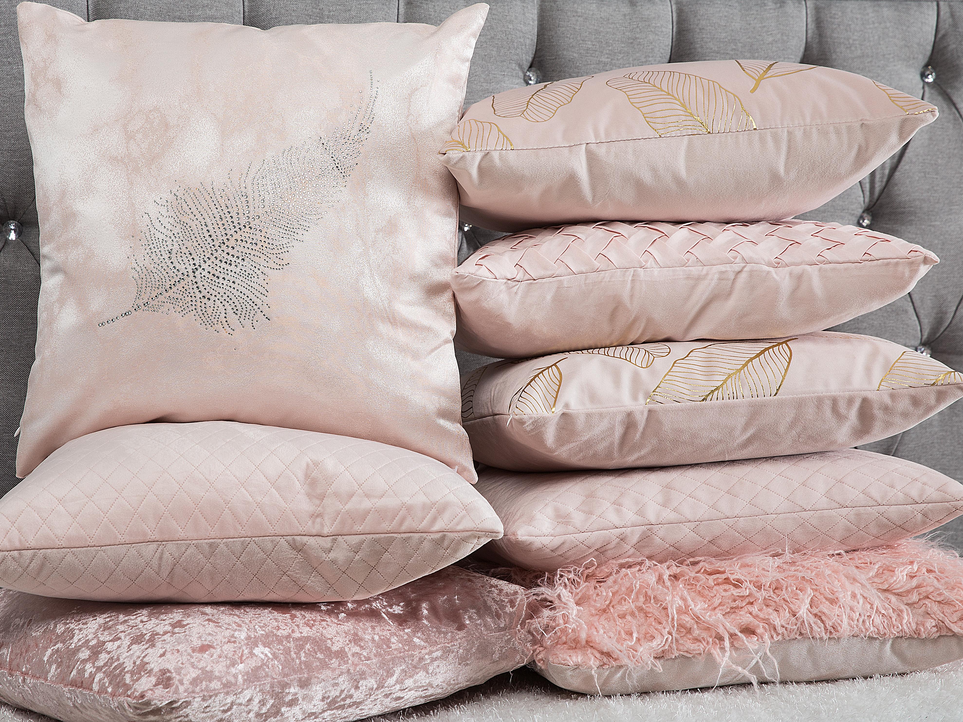 Set van 2 sierkussens PASQUE Fluweel 45 x 45 cm Roze effen