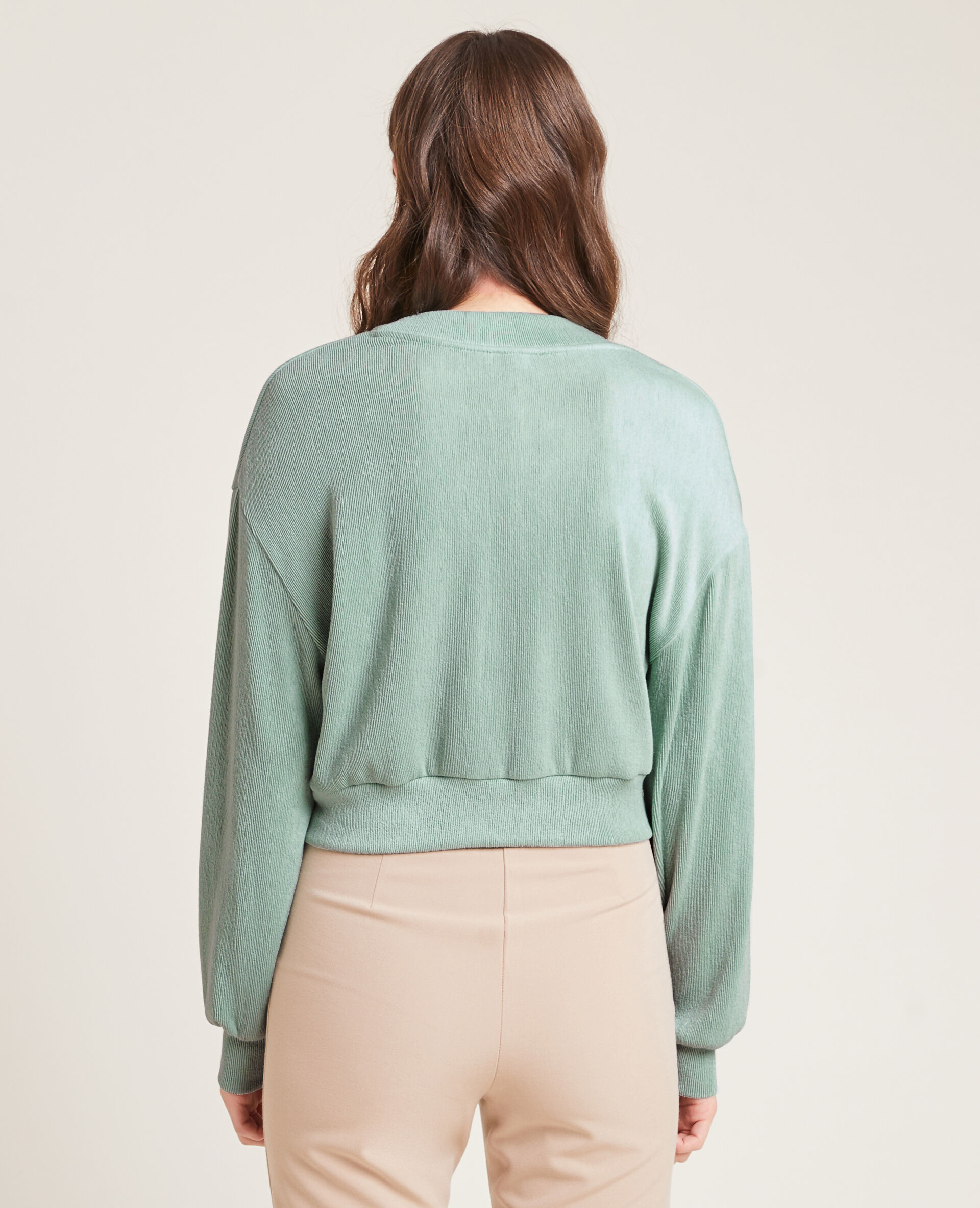 Pull effet gilet en maille côtelée - Vert