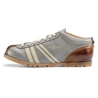 Lederschuh Liga Profilsohle, Grau-Cognac