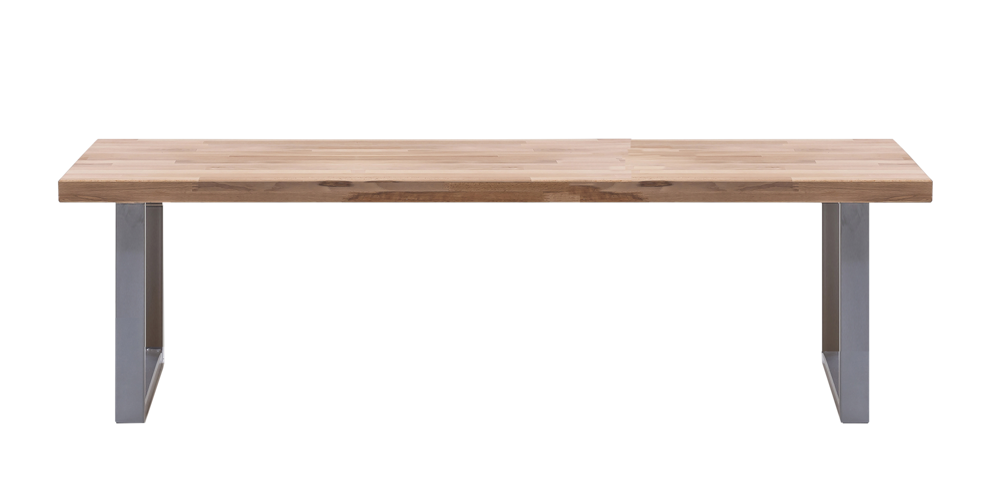 vito Bank SIGA U-III 160 cm edelstahlfarbig /Kernbuche geölt