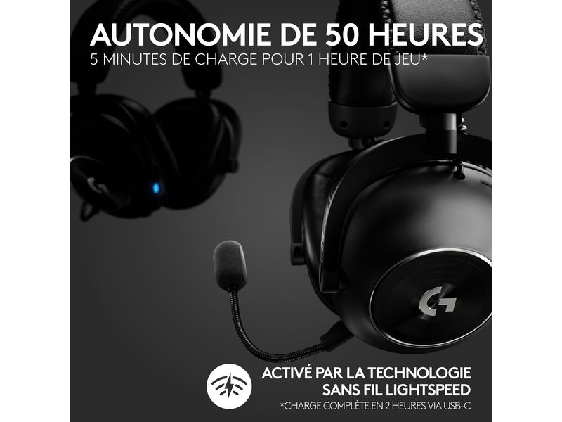 Logitech Headset G Pro X 2 Wireless Lightspeed Gaming Schwa Kabelloses Over-Ear-Headset mit Surround-Sound und weichem Ohrpolster