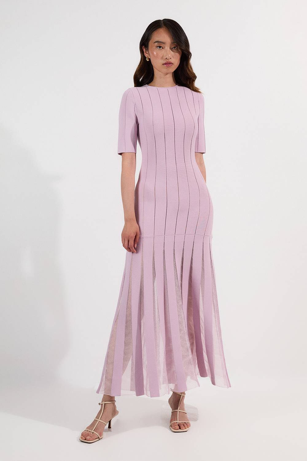 KarenMillen Robe midi en maille à jupe complète en fil de viscose mélangée