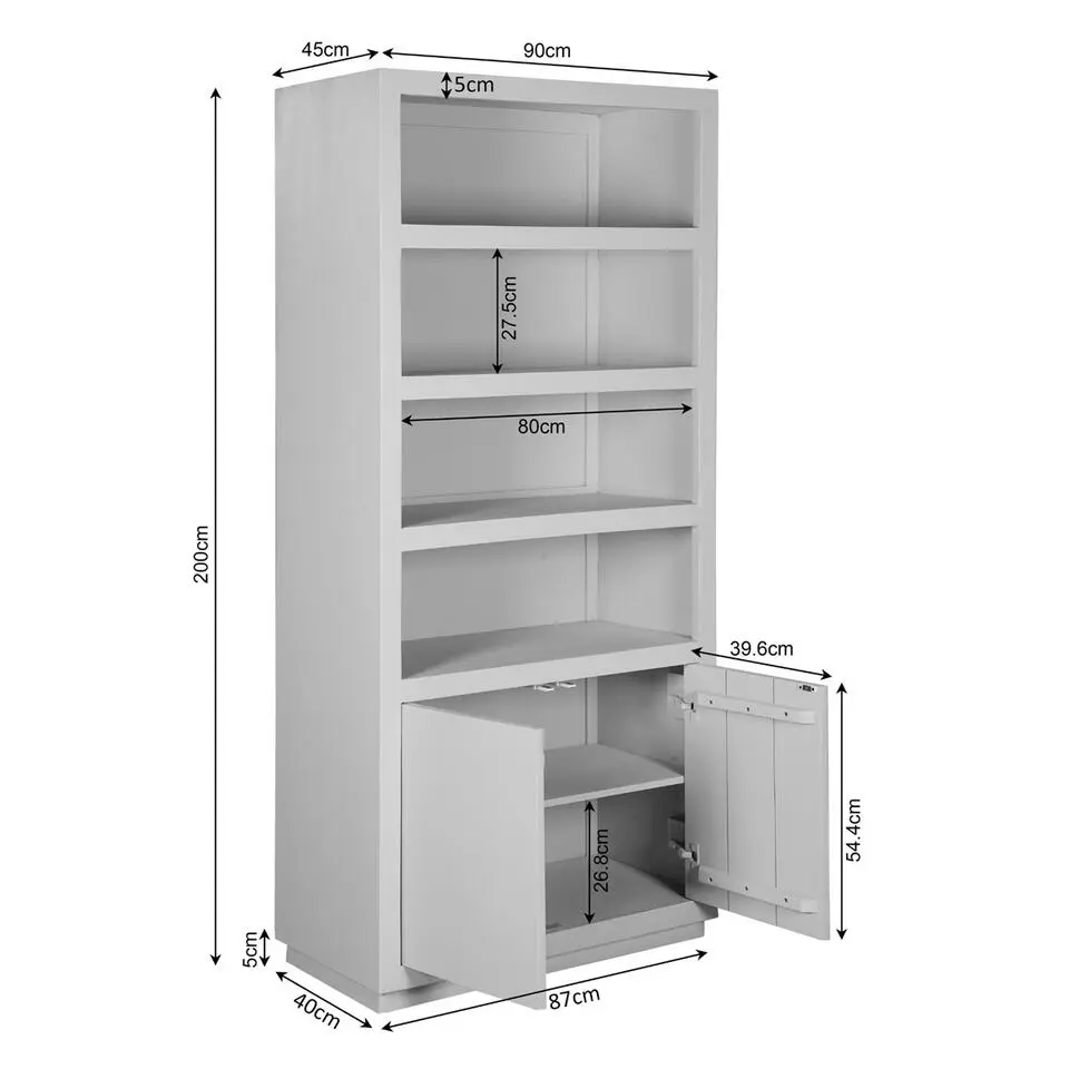 Boekenkast Bruin Hout - 90x45x200cm - Brussel