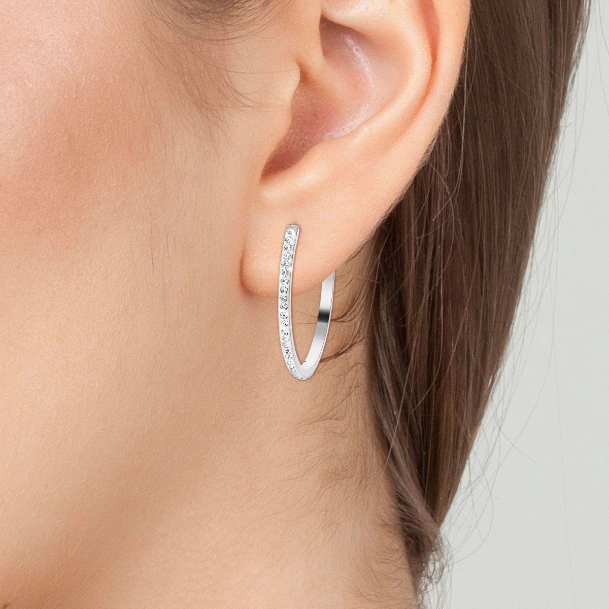 Boucles d'oreilles créoles en acier inoxydable SC Crystal