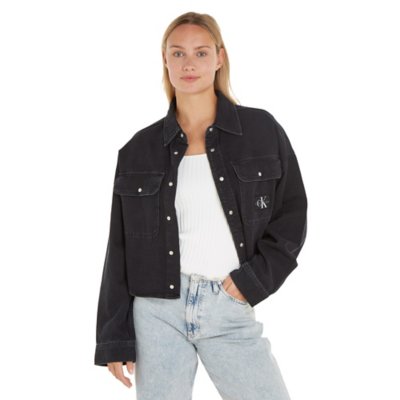 Chemise à manches longues femme Oversized Crop Rounded Hem CALVIN KLEIN