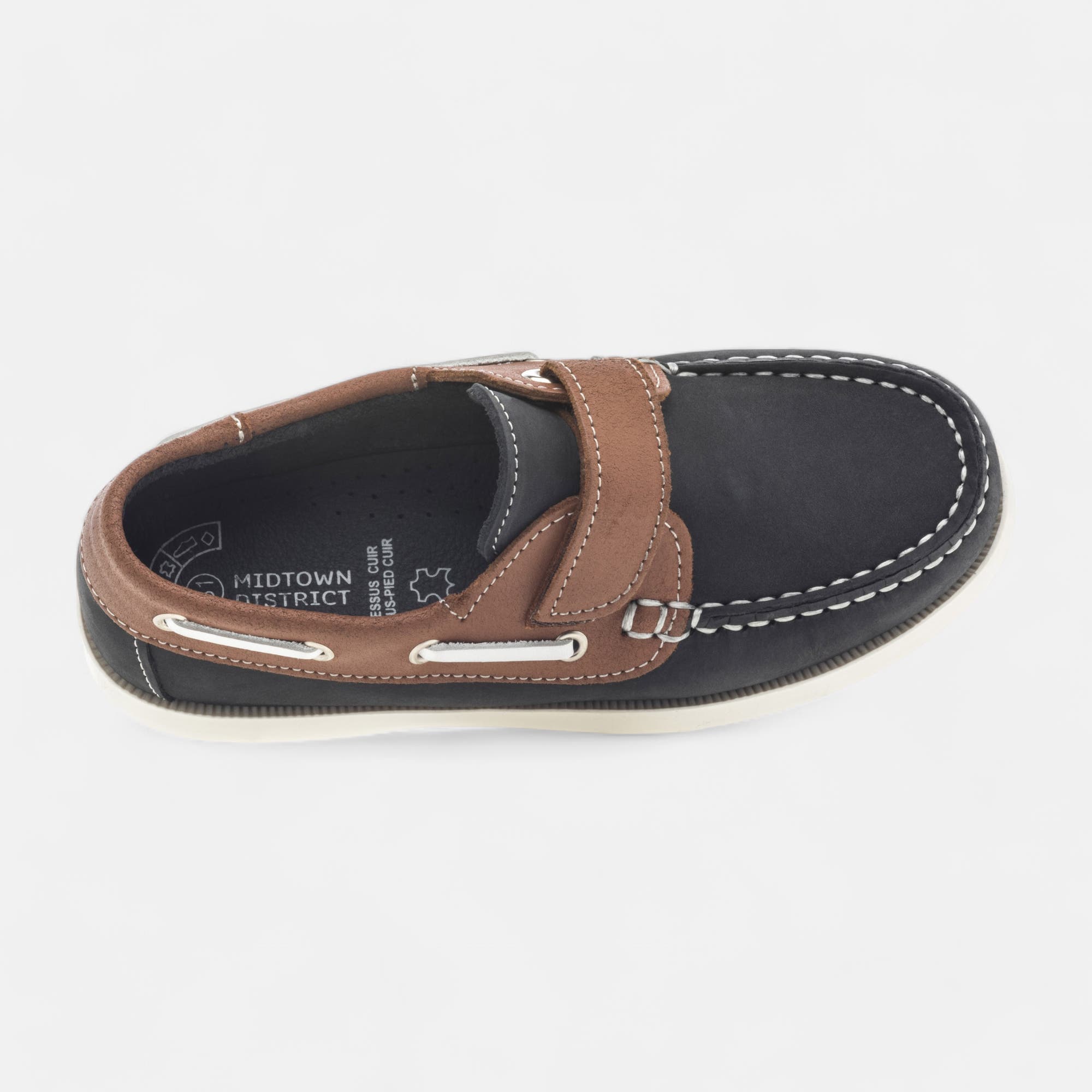 Chaussures bateau Garçon en cuir bleu marine