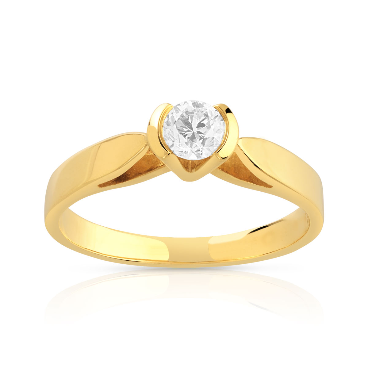 Solitaire or 750 diamant 0.30 carat H/P1