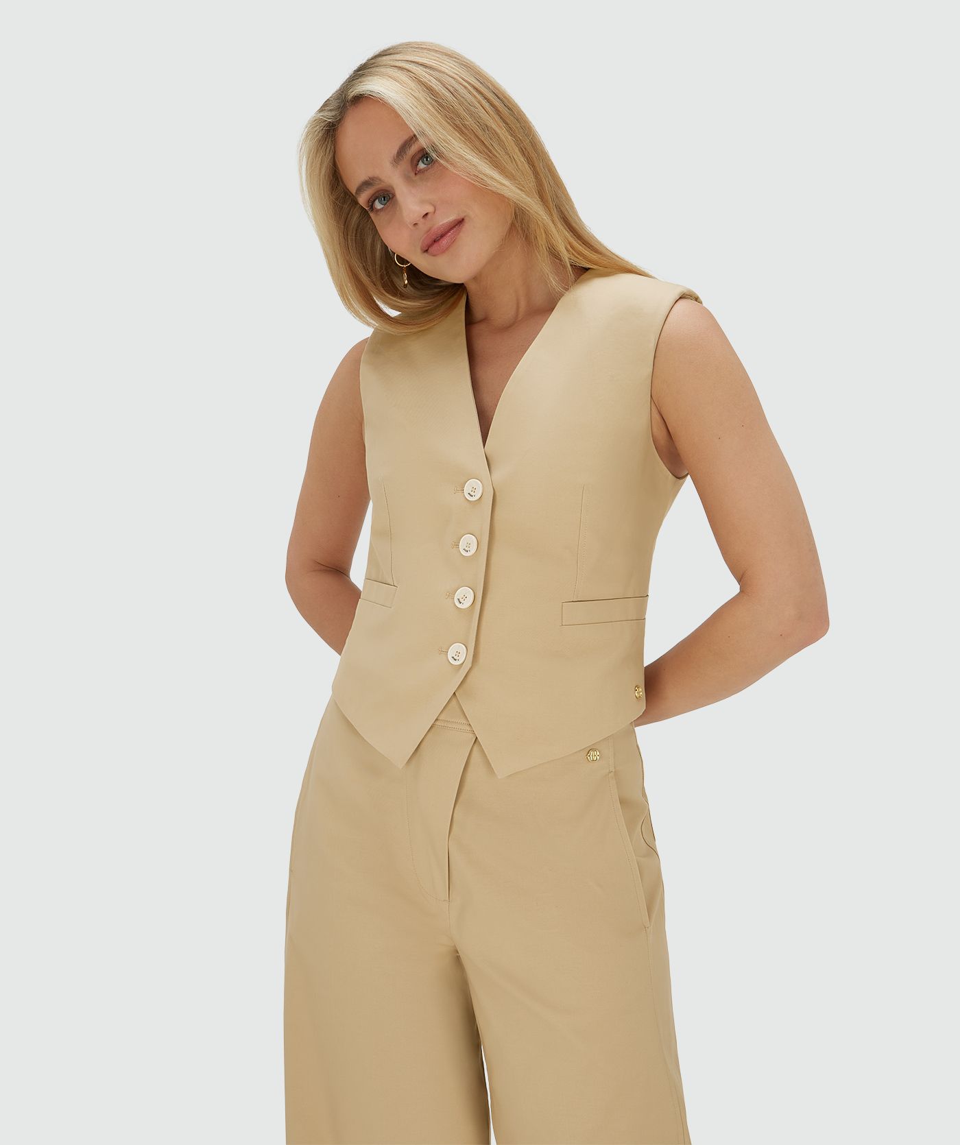 JV-MONET fitted gilet - light camel