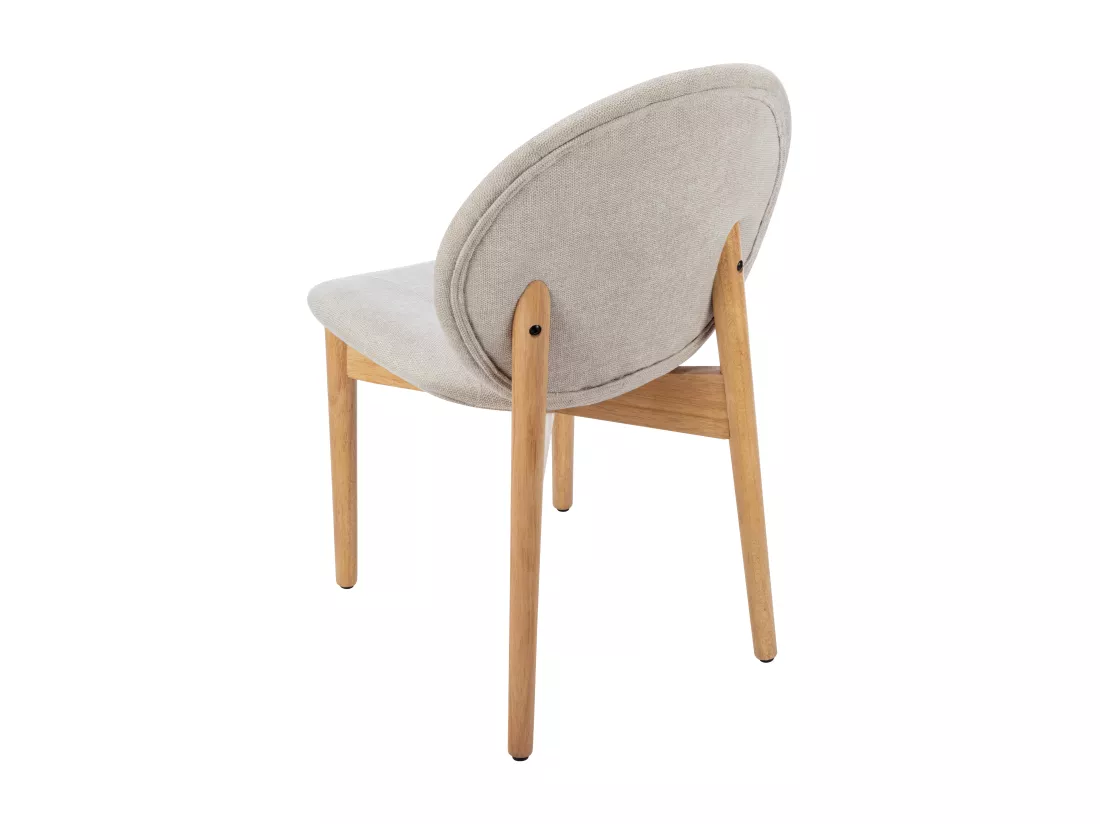 Lot de 6 chaises en tissu et bois d'hévéa - Beige - ISADIO