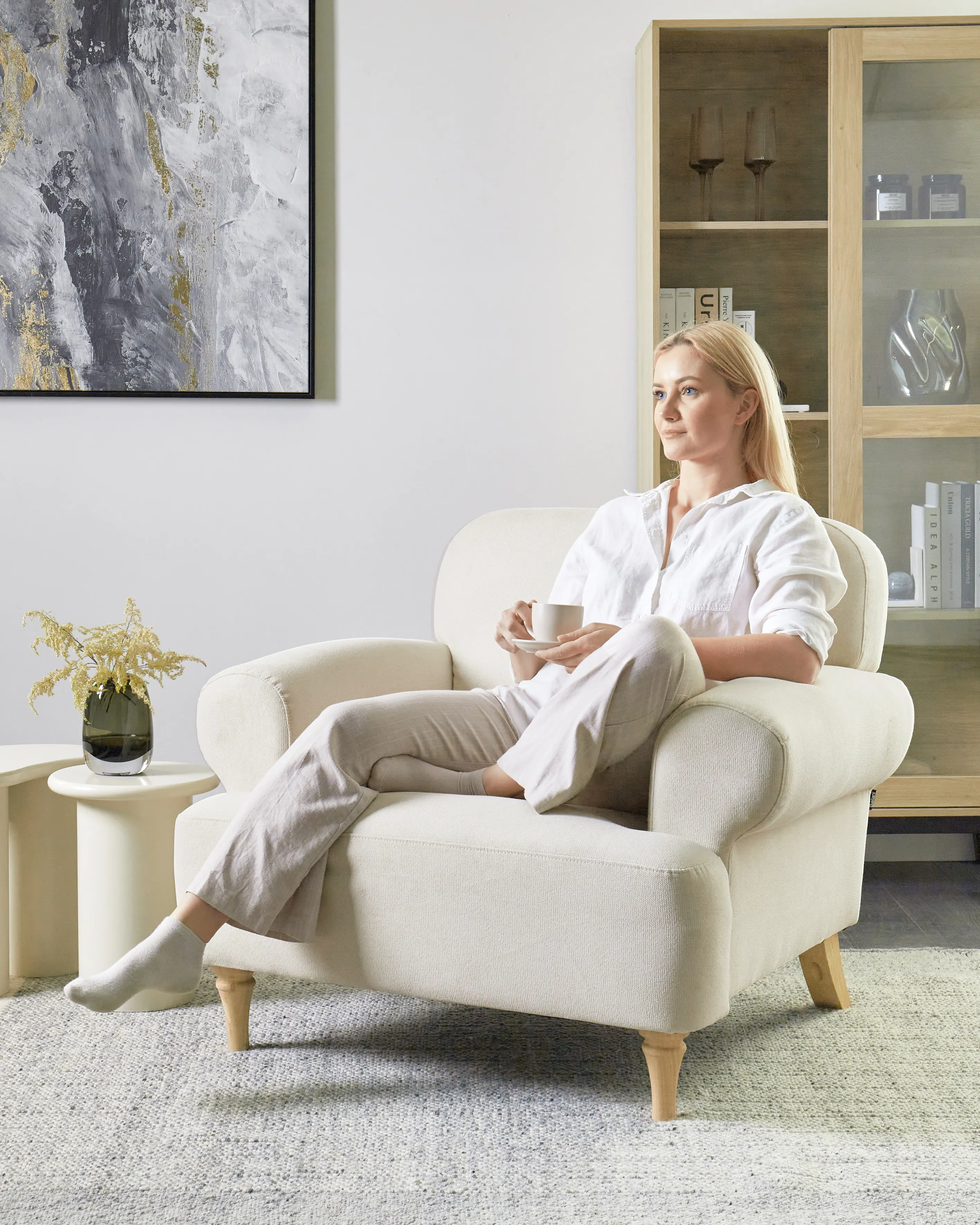 Fauteuil KIBERG Stof Lichtbeige
