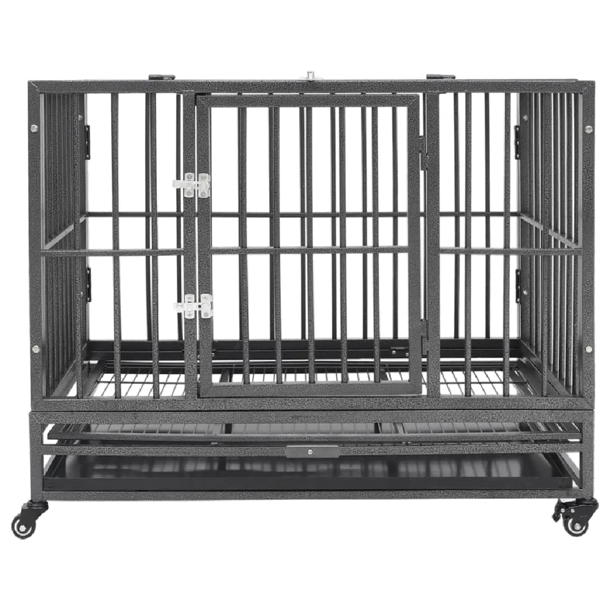 VIDAXL Cage chiens avec roues Acier