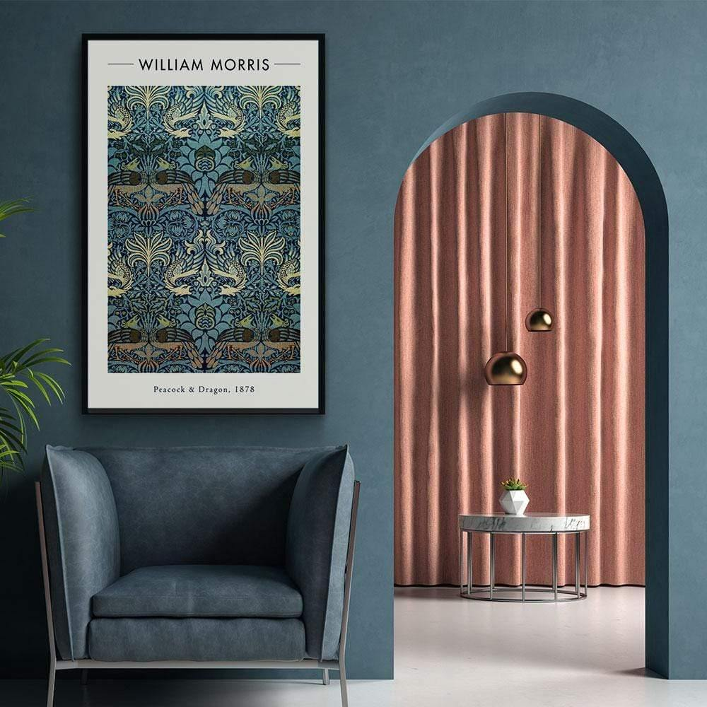 Walljar poster ingelijst - William Morris - Peacock and Dragon Poster ingelijst - 40 x 60 cm