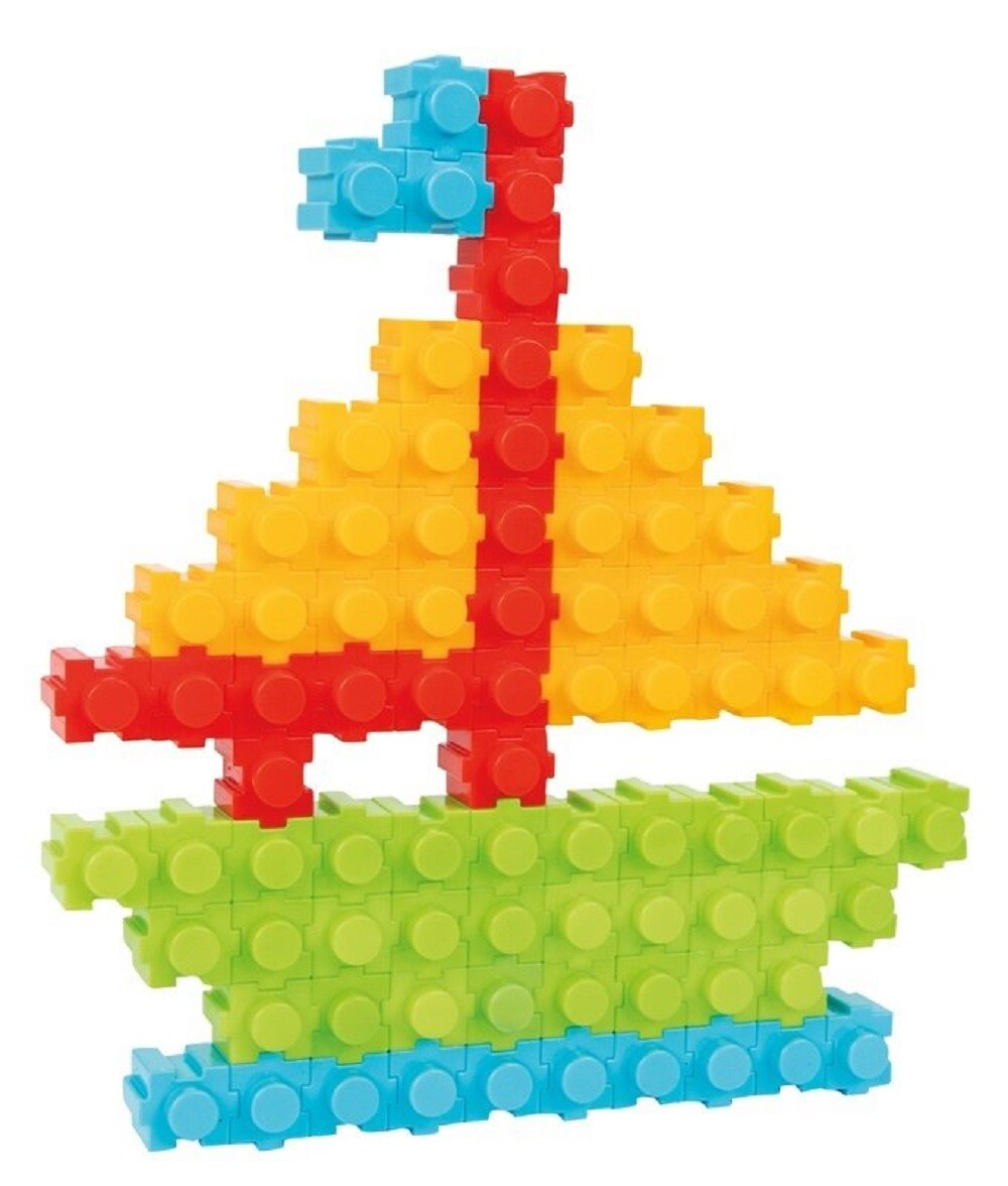 Pilsan Druckknopf-Bausteine 03296, Steckspiel, 200 bunte Teile, ab 3 Jahren bunt