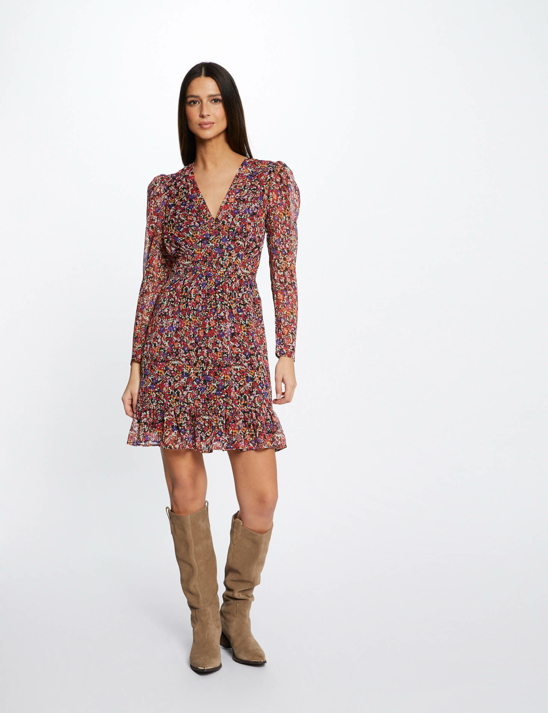 Robe droite fluide imprimé floral multico femme - multico